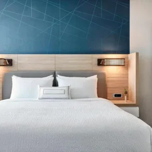 SpringHill Suites by Marriott Hotel Furniture Leather Frame Wooden Bed Hotel Room Furniture 5 Star Modern