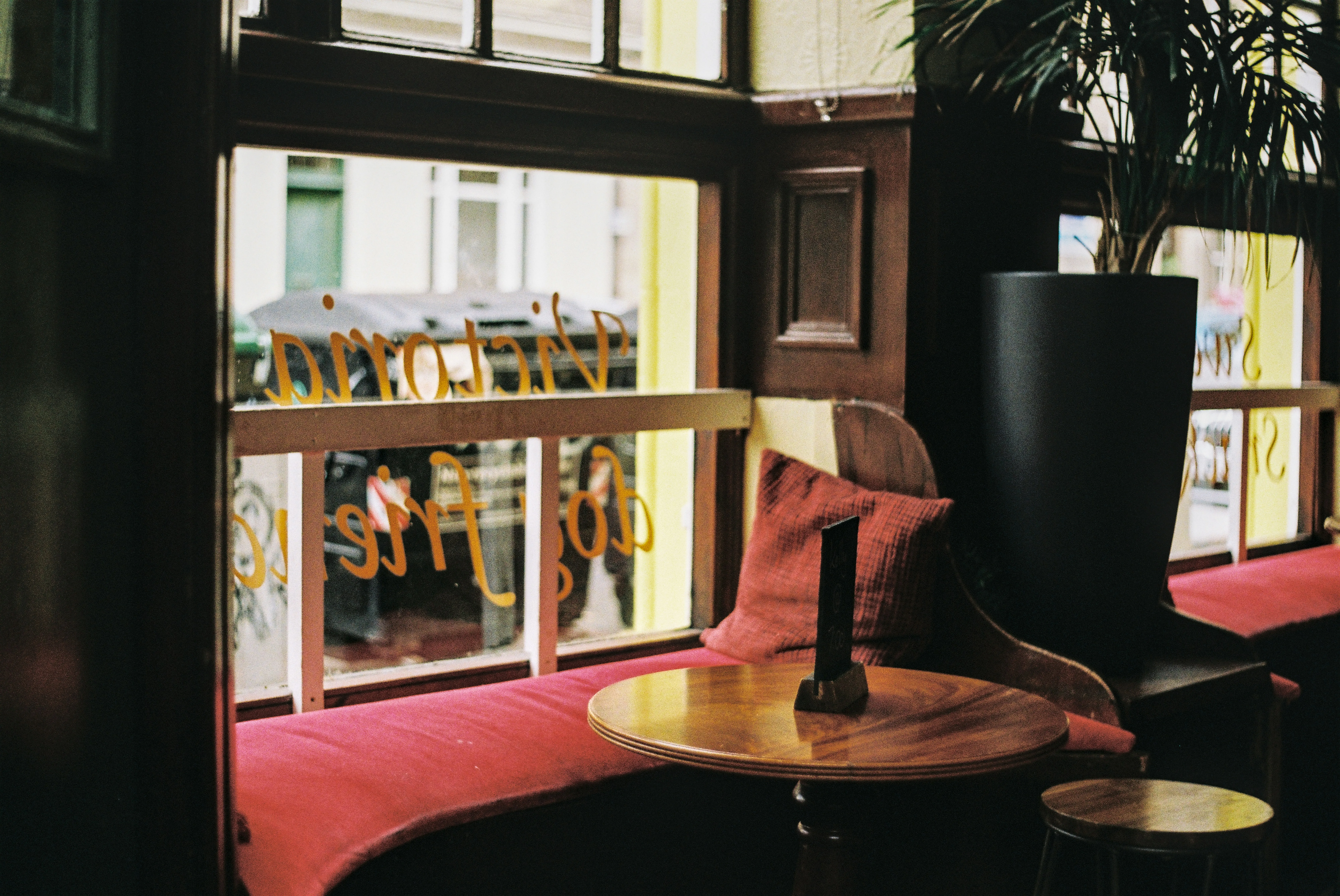 Trendy boutique hotel room with modern vintage furniture