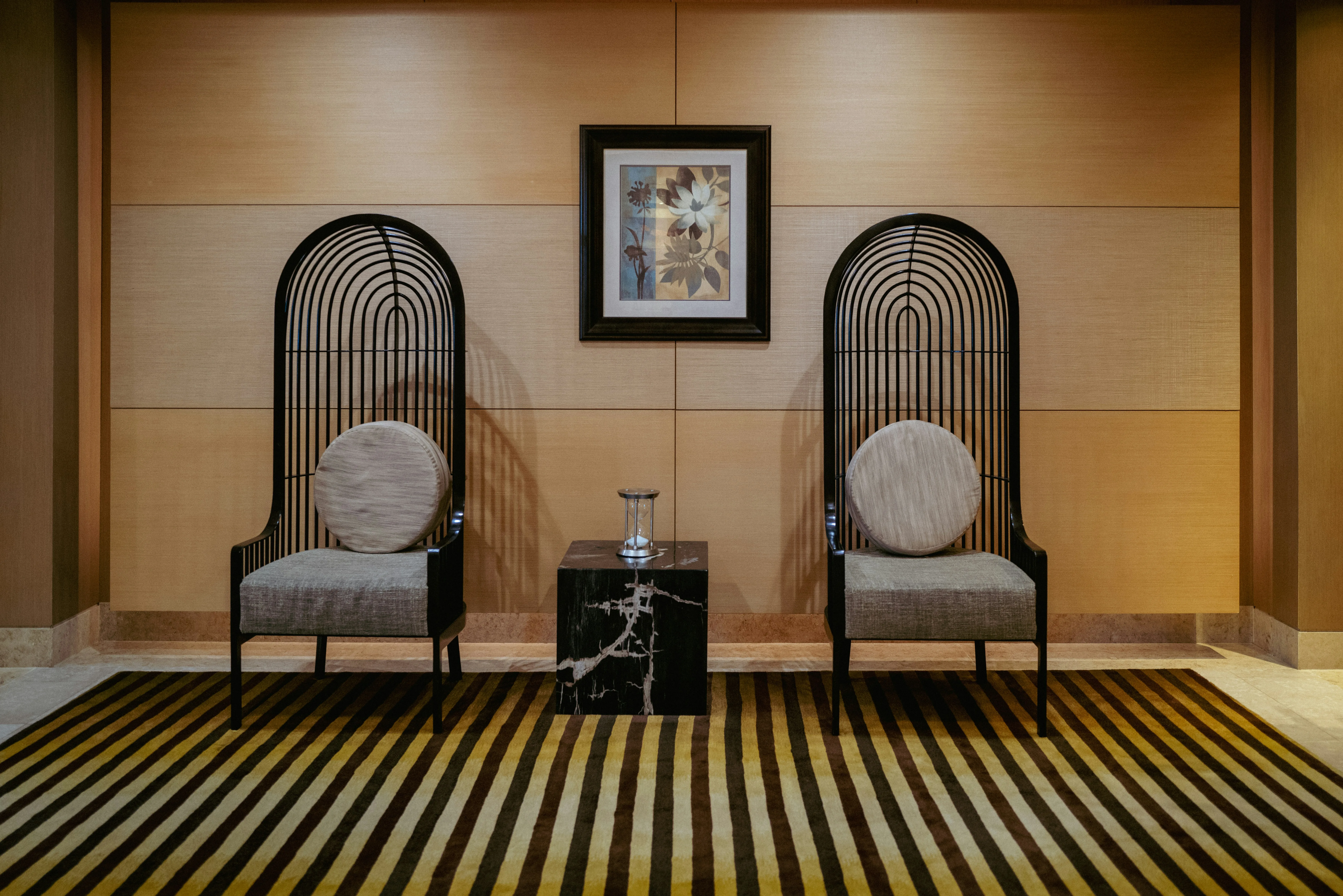 Image of custom-designed hotel furniture in a luxurious hotel lobby